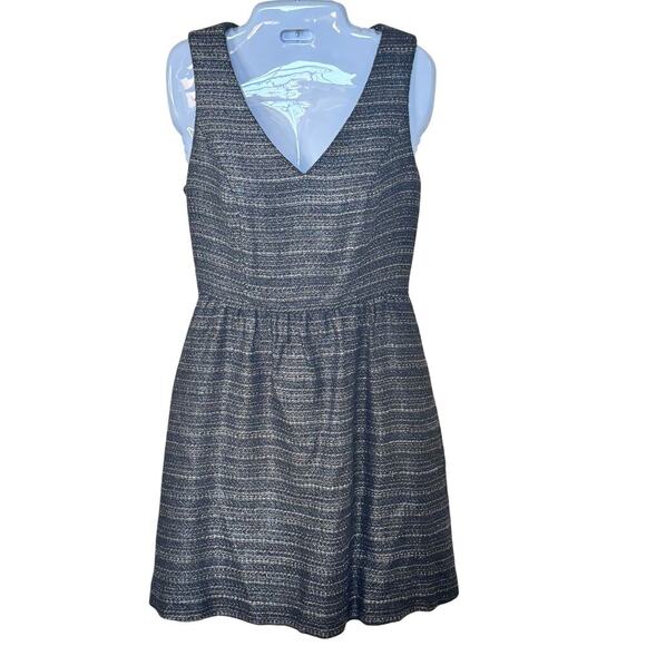 New Moulinette Soeurs Anthropologie Glissade Dress Grey Gris Shimmer Tweed Sz 2 - Picture 2 of 16